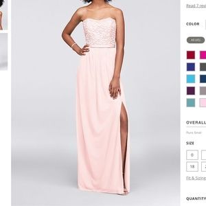 Lace and Mesh Long Strapless Dress